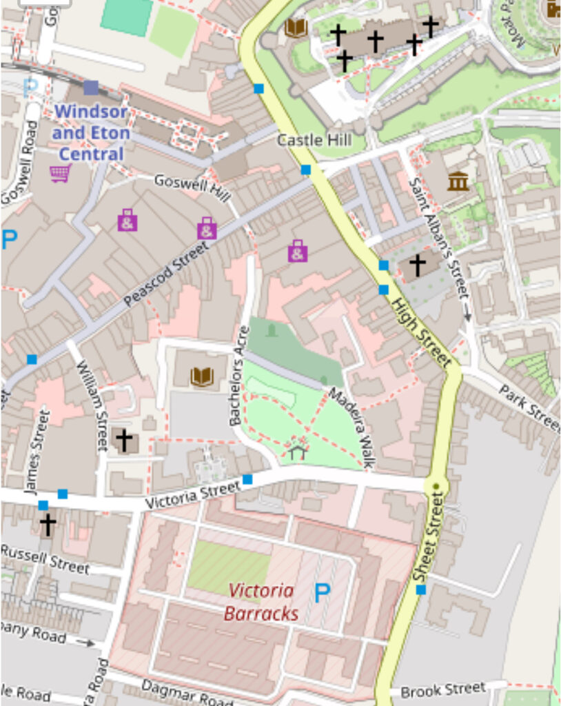 Watch the Changing of the Guard on either side of the street along the procession route in yellow.